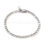 Men's 304 Stainless Steel Figaro Chains, Curb Chains Bracelets, with Lobster Claw Clasps, Stainless Steel Color, 8-1/2 inch(21.5cm)(BJEW-JB05841-02)