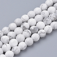 Natural Howlite Beads Strands, Faceted, Round, 8~8.5mm, Hole: 1mm, about 47pcs/strand, 15.5 inch(G-Q462-124-8mm)