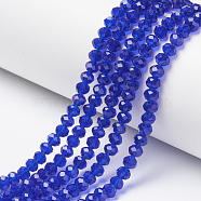 Glass Beads Strands, Faceted, Rondelle, Blue, 3.5x3mm, Hole: 0.4mm, about 123~127pcs/strand, 13.78 inch~14.17 inch(35~36cm)(EGLA-A034-T3mm-D06)