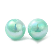 Iridescent ABS Plastic Beads, Round, Aquamarine, 12x11.5mm, Hole: 2mm(RESI-Z015-03D)