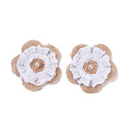 Handmade Linen Ornament Accessories, with Plastic Beads, for DIY Craft Making, Flower, Tan, 71x6.5mm(DIY-L052-05)