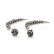 Rose Flower 316 Surgical Stainless Steel Pave Cubic Zirconia Ear False Plugs for Women, Antique Silver, Black, 30x7mm(EJEW-Z050-45B-AS)