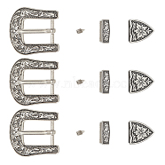 Belt Alloy Buckle Sets, include Roller Buckle, Rectangle Silder Charm, Triangle Zipper Stopper, Antique Silver, 46x42x32mm(FIND-WH0155-038)