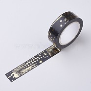 DIY Scrapbook Decorative Paper Tapes, Adhesive Tapes, Star and Moon, Black, 15mm(DIY-F014-C33)