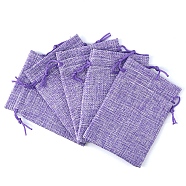 Rectangle Burlap Storage Bags, Drawstring Pouches Packaging Bag, Medium Purple, 12x9cm(PW-WG24103-31)
