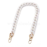 Opaque Acrylic Twist Chains Bag Handles, with Alloy Spring Gate Ring & Swivel Clasps, for Bag Straps Replacement Accessories, Golden, White, 48cm(AJEW-BA00077-02)