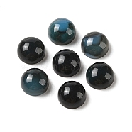 Natural Blue Agate Cabochons, Dyed & Heated, Half Round, 8x4mm(G-B082-07A-04)