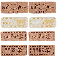 80Pcs 4 Styles Cartoon Style Bear Pattern PU Leather Label Tags, for DIY Jeans, Bags, Shoes, Hat, Suitcase Accessories, Mixed Color, 12~17.5x15~30x1~1.5mm, 20pcs/style(DIY-GF0007-22)