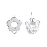 Alloy Stud Earring Findings, with Horizontal Loops and 304 Stainless Steel Pins, Flower, Cadmium Free & Nickel Free & Lead Free, Platinum, 13x11mm, Hole: 1.6mm, Pin: 0.7mm(PALLOY-N150-82P)