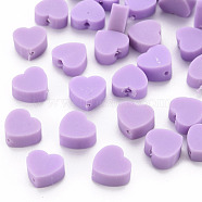 Handmade Polymer Clay Beads, Heart, Medium Purple, 8~9x9~10x3~5mm, Hole: 1.2mm(CLAY-N011-009B)