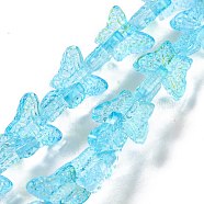 Transparent Glass Beads Strands, Butterfy, Deep Sky Blue, 12.5x15.5x5mm, Hole: 1mm, about 25pcs/strand, 9.84 inch(25cm)(GLAA-F114-04C)