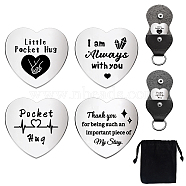 1 Set Love Theme Heart Double-Sided Engraved Stainless Steel Commemorative Decision Maker Coin, with 1Pc Velvet Cloth Drawstring Bags, Heart Pattern, 25x25x2mm(AJEW-GL0001-62)