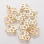 Vacuum Plating 304 Stainless Steel Pendants, Dog Paw Prints, Golden, 13x12x1mm, Hole: 4mm(STAS-Q201-T452G)