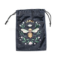 Butterfly Print Velvet Storage Bags, Drawstring Pouches Tarot Card Packaging Bag, Rectangle, Medium Sea Green, 17.9x13cm(ABAG-M007-02B)