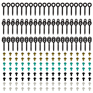 Fishing Accessories Sets, Including 120Pcs Plastic Fishing Bait Stop Beads, Fishing Hook Stoppers and 60Pcs Brass Screw Eye Pin Peg Bails, Mixed Color, Bait Stop Beads: 3x2.5mm, Hole: 0.6mm, Peg Bails: 12~12.5x3~4x1mm(FIND-FH0008-22)