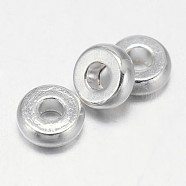 Flat Round Brass Spacer Beads, Silver Color Plated, 4x1.5mm, Hole: 1.5mm(KK-E738-65A-S)
