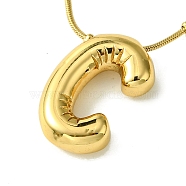 Ion Plating(IP) Initial Letter 304 Stainless Steel Pendant Necklaces, Real 18K Gold Plated, Letter C, 15.91 inch(40.4cm), pendant: 21x13mm(NJEW-R265-05G-C)