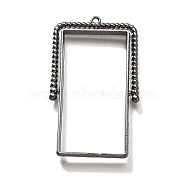 Alloy Open Back Bezel Pendants, For DIY UV Resin, Epoxy Resin, Cadmium Free & Nickel Free & Lead Free, Rectangle, Gunmetal, 47x28.5x3.5mm, Hole: 1.4mm(PALLOY-I223-07B)