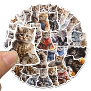 50Pcs Cat Shape PVC Self Adhesive Stickers, Waterproof Decals for Laptop, Bottle, Luggage Decor, Mixed Color, 49~69x47~57x0.2mm(STIC-G001-05)