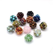 Natural & Synthetic Mixed Stone Beads, with Glass and Seed Bead, Round, 24x25x25mm, Hole: 2mm(G-O053-B-M)