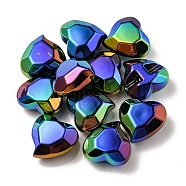 UV Plating Rainbow Iridescent Acrylic Beads, Heart, Black, 22x23x13mm, Hole: 3.5mm(OACR-P010-03A)