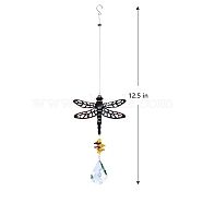 Glass Suncatchers, Stainless Steel Hanging Ornaments Home Garden Decoration, Dragonfly, 320mm(PW-WG88327-03)