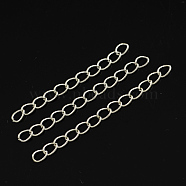 Iron Ends with Twist Chains, Cadmium Free & Lead Free, Platinum, 50x3.5mm, Links: 5.5x3.5x0.5mm(CH-CH017-5cm)