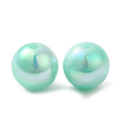 Iridescent ABS Plastic Beads, Round, Aquamarine, 12x11.5mm, Hole: 2mm(RESI-Z015-03D)