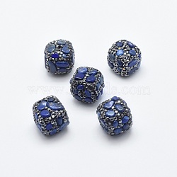 Natural Lapis Lazuli Beads, with Polymer Clay Rhinestone, Cube, 16~17x16~17x16~17mm, Hole: 0.8mm(RB-L031-10)