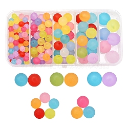 153 Pcs 5 Style Transparent Acrylic Ball Beads, Frosted Style, Round, Mixed Color, Mixed Color, 6~14mm, Hole: 1~2mm(FACR-YW0001-03)