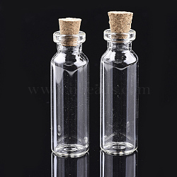 Glass Jar Glass Bottles Bead Containers, with Cork Stopper, Wishing Bottle, Clear, 50x16mm, Hole: 7mm, Capacity: 10ml(0.34 fl. oz)(AJEW-S074-01D)