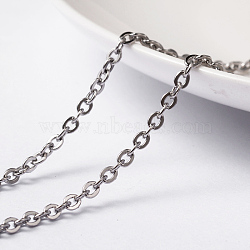 304 Stainless Steel Cable Chains, Unwelded, with Spool, Flat Oval, Stainless Steel Color, 3x2.5x0.6mm, about 65.61 Feet(20m)/roll(CHS-L014-16P)