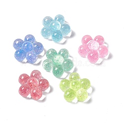 Translucent Acrylic Cabochons, with Glitter Powder, 5-Petal Flower, Mixed Color, 24.5x25x12.5mm(OACR-C009-12)