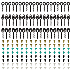 Fishing Accessories Sets, Including 120Pcs Plastic Fishing Bait Stop Beads, Fishing Hook Stoppers and 60Pcs Brass Screw Eye Pin Peg Bails, Mixed Color, Bait Stop Beads: 3x2.5mm, Hole: 0.6mm, Peg Bails: 12~12.5x3~4x1mm(FIND-FH0008-22)