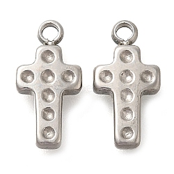 Anti-Tarnish 304 Stainless Steel Charms, Cross Charm, Stainless Steel Color, 12x6x2mm, Hole: 1.4mm(STAS-P369-12P)