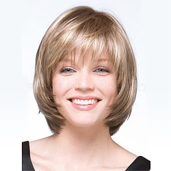 Looking Short Wavy Wigs, with Bang Light Weight, High Temperature Heat Resistant Fiber Wigs, Tan, 13.3 inch(34cm)(OHAR-G008-04)
