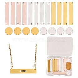 12Pcs 2 Style Brass Links and 8Pcs 2 Colors Brass Pendants, Rectangle & Flat Round, Mixed Color, Pendants: 8pcs/box, Links: 12pcs/box(KK-SZ0004-05)