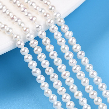 Natural Nucleated Pearl Beads Strands, Round, Creamy White, 3mm, Hole: 0.4mm, about 140~141pcs/strand, 15.35~15.47''(39~39.3cm)