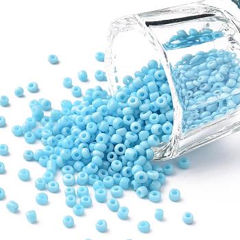 Glass Seed Beads, Opaque Colours Seed, Small Craft Beads for DIY Jewelry Making, Round, Light Sky Blue, 2mm, Hole:1mm, about 30000pcs/pound
