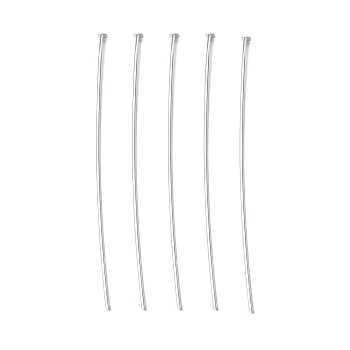 Brass Flat Head Pins, Cadmium Free & Lead Free, Silver Color Plated, Size: about 0.75~0.8mm thick, 5.0cm long, head: 2mm, about 250pcs/50g