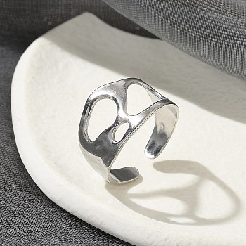 304 Stainless Steel Open Cuff Rings for Unisex, Stainless Steel Color, 13.5mm, Adjustable