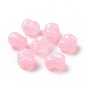 Opaque Acrylic Beads, Glitter Beads, Rice, Pink, 16x13.8x11.5mm, Hole: 1.8mm, about 333pcs/500g