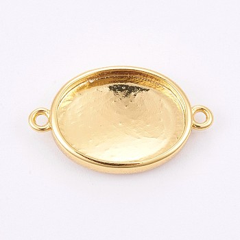 Brass Cabochon Connector Settings, Plain Edge Bezel Cups, Long-Lasting Plated, Oval, Golden, Tray: 12.5x16mm, 14x23.5x3mm, Hole: 1.4mm