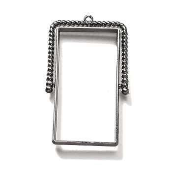 Alloy Open Back Bezel Pendants, For DIY UV Resin, Epoxy Resin, Cadmium Free & Nickel Free & Lead Free, Rectangle, Gunmetal, 47x28.5x3.5mm, Hole: 1.4mm