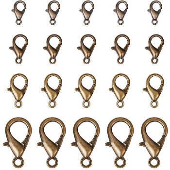 Zinc Alloy Lobster Claw Clasps, Antique Bronze, 74x72x17mm, 120pcs/box