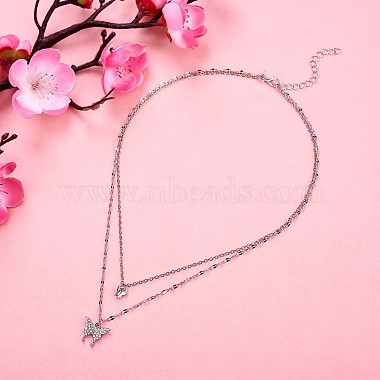 Alloy Butterfly Pendant Necklaces for Women(JN1064A)-4