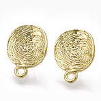 Alloy Stud Earring Findings, with Steel Pins, with Loop, Flat Round, Light Gold, 20x15mm, Hole: 2mm, Pin: 0.7mm(X-PALLOY-T065-02)