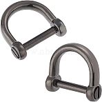 2Pcs 304 Stainless Steel D-Ring Anchor Shackle Clasps, Electrophoresis Black, 17.5x18.5x6mm(STAS-CA0001-56B)