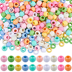 300Pcs 10 Colors Opaque Acrylic Beads, Large Hole Beads, Rondelle, Mixed Color, 12mm, Hole: 6mm, 10pcs/color(SACR-SP0001-53B)