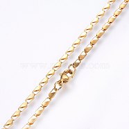 304 Stainless Steel Sheet Chain Necklaces, with Lobster Claw Clasps, Golden, 17.7 inch(45cm), 2.5mm, link: 6x2.5x1.5mm(MAK-L015-04A)
